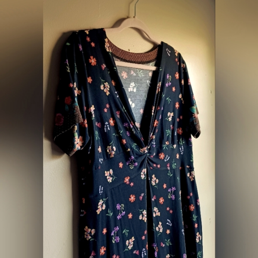 JOHNNY WAS BLACK FLORAL DRESS